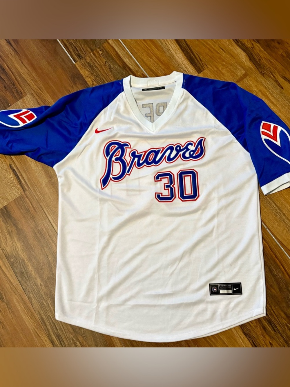 Nike White & Royal Blue Braves #30 Orlando cepeda Baseball Jersey